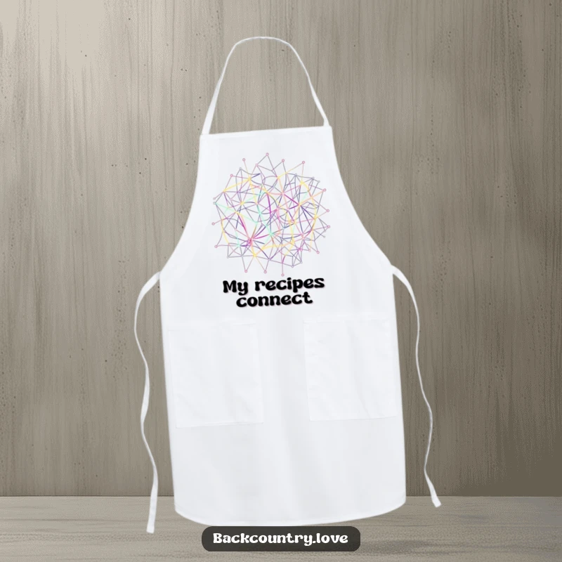 Funny Neon Network Lines Apron with abstract, interconnected lines forming a complex network in vibrant neon hues, ideal for protecting clothes while cooking.