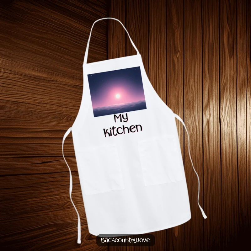 Funny Apron: A lone glowing dot against a dark background, humorously symbolizing a chef's bright idea or a single perfect dish.