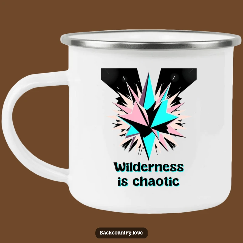 Funny Monochrome Geometric Explosion Camping Mug: Adventure with Abstract Boldness