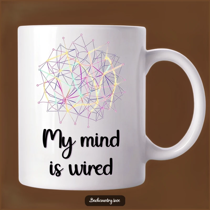 Funny Neon Network Lines Mug: Vibrant Abstract Art for a Fun Gift