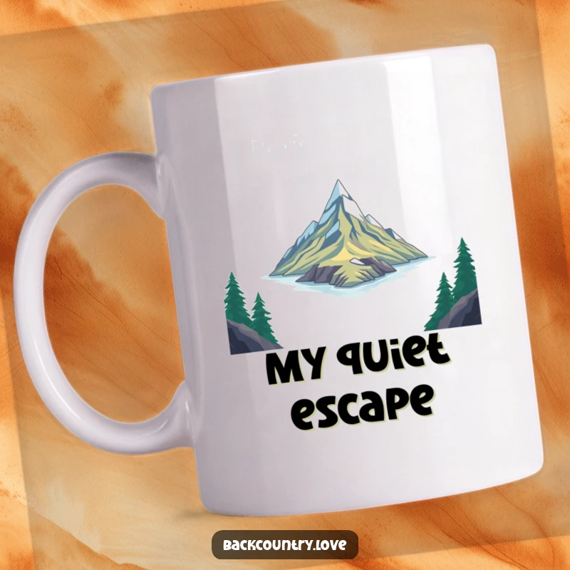 Funny Mug: A sharp, angular abstract design represents a remote, untouched landscape, humorously capturing the essence of isolation.