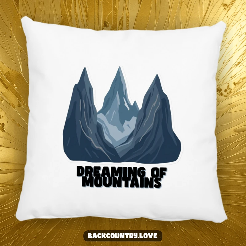 Funny Jagged Peaks Landscape Pillow with a minimalist scene of stark, jagged mountain peaks in deep, contrasting colors, offering comfort and scenic appeal.