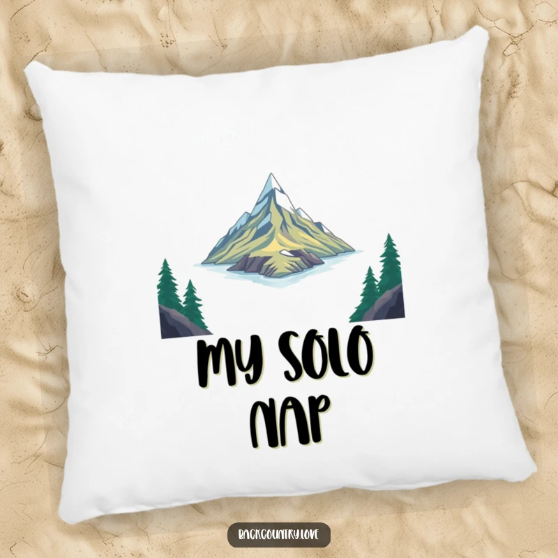 Funny Pillow: A sharp, angular design represents a remote, untouched location, humorously adding a touch of wilderness to your comfort.