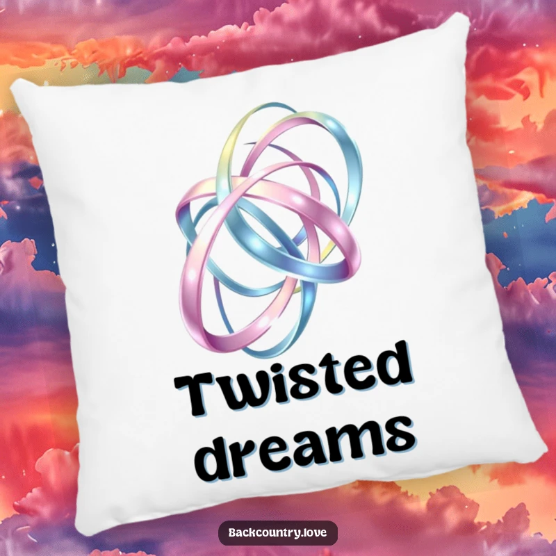 Funny Pillow: Abstract, intertwining metallic ribbons create a visually engaging pattern, offering a humorous and plush decorative accent.