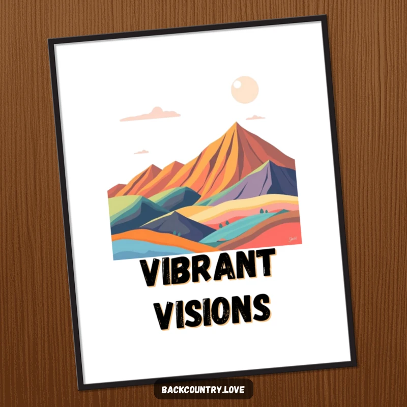 Funny abstract landscape digital art print, showcasing bold, contrasting color blocks in a dynamic, modern composition.