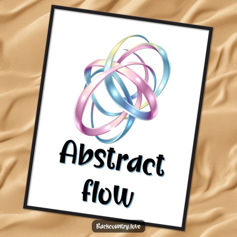 Funny Digital Art Print: Abstract, intertwining metallic ribbons create a visually dynamic and energetic composition, humorously artistic.