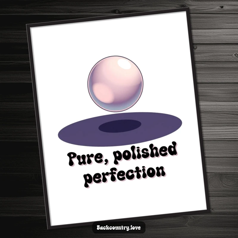 Funny Metallic Sphere Digital Art Print featuring a single, polished metallic sphere suspended in a vast void of stark darkness, ready for instant framing.