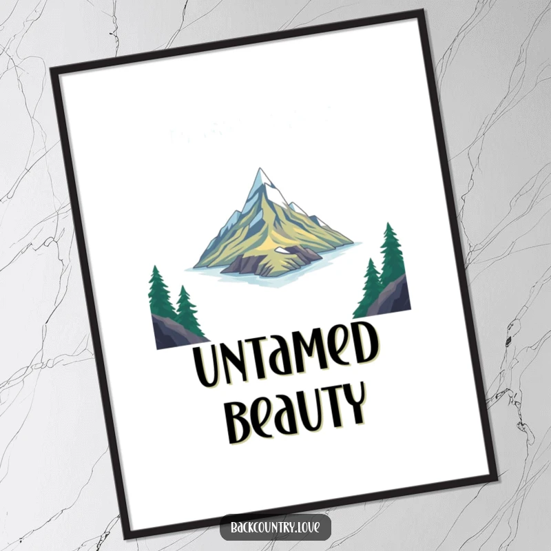 Funny Digital Art Print: Sharp, angular graphics depict a remote, untouched place, humorously capturing the essence of exploration and solitude.