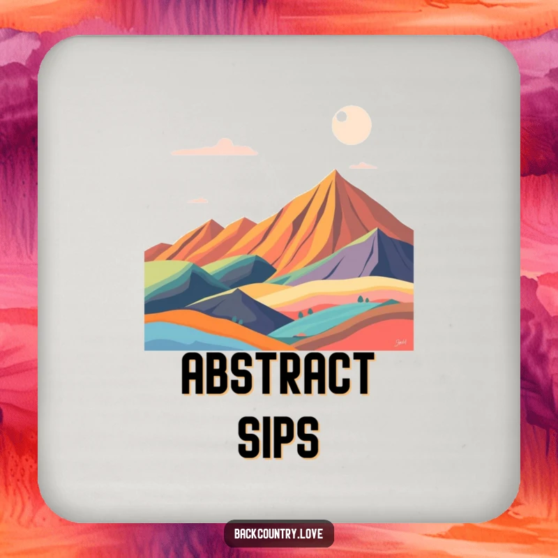 Funny abstract landscape coasters featuring bold, contrasting color blocks, providing dynamic protection for surfaces.