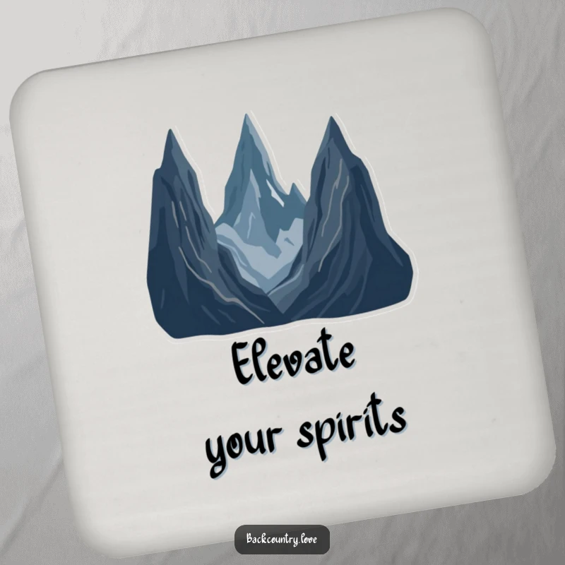 Funny Jagged Peaks Landscape Coasters featuring a minimalist scene of stark, jagged mountain peaks in deep, contrasting colors, ideal for protecting surfaces.