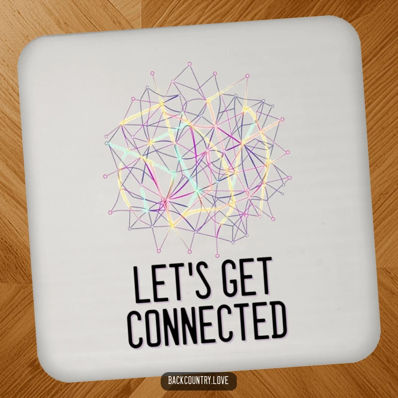 Funny Neon Network Lines Coasters with abstract, interconnected lines forming a complex network in vibrant neon hues, perfect for protecting surfaces.