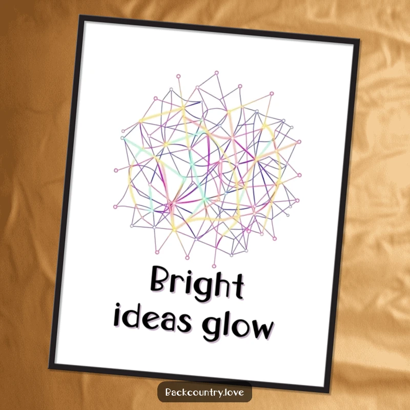 Funny Neon Network Lines Poster featuring abstract, interconnected lines forming a complex network in bright neon colors, ideal for adding a vibrant touch to walls.