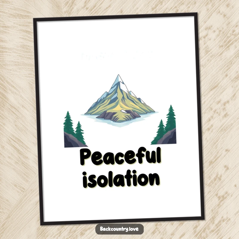 Funny Poster: A sharp, angular abstract design symbolizes a remote, untouched place, humorously capturing the allure of the unexplored.