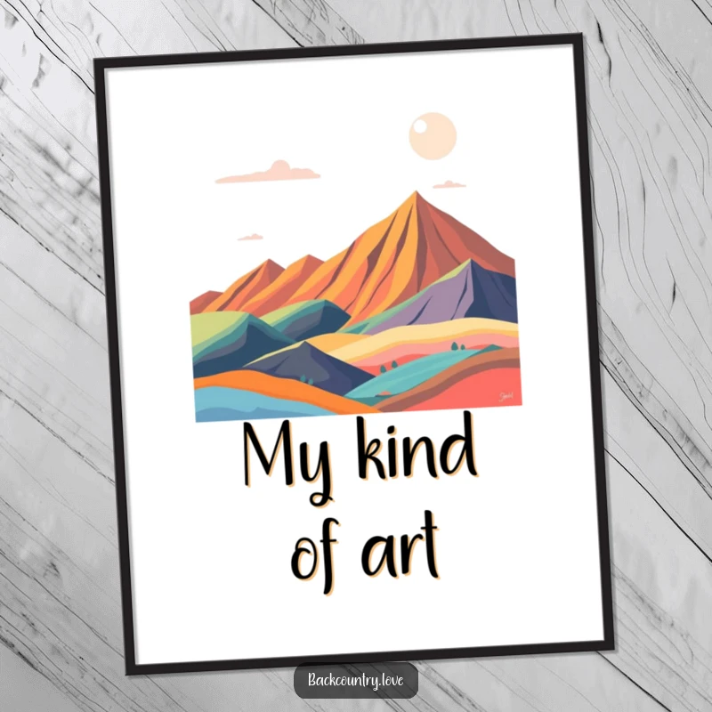 Funny abstract landscape poster, featuring bold, contrasting color blocks arranged dynamically. A striking piece of modern wall art.