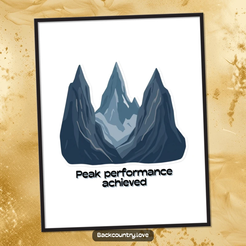 Funny Jagged Peaks Landscape Poster featuring a minimalist depiction of stark, jagged mountain peaks in deep, contrasting colors, ideal for wall decoration.