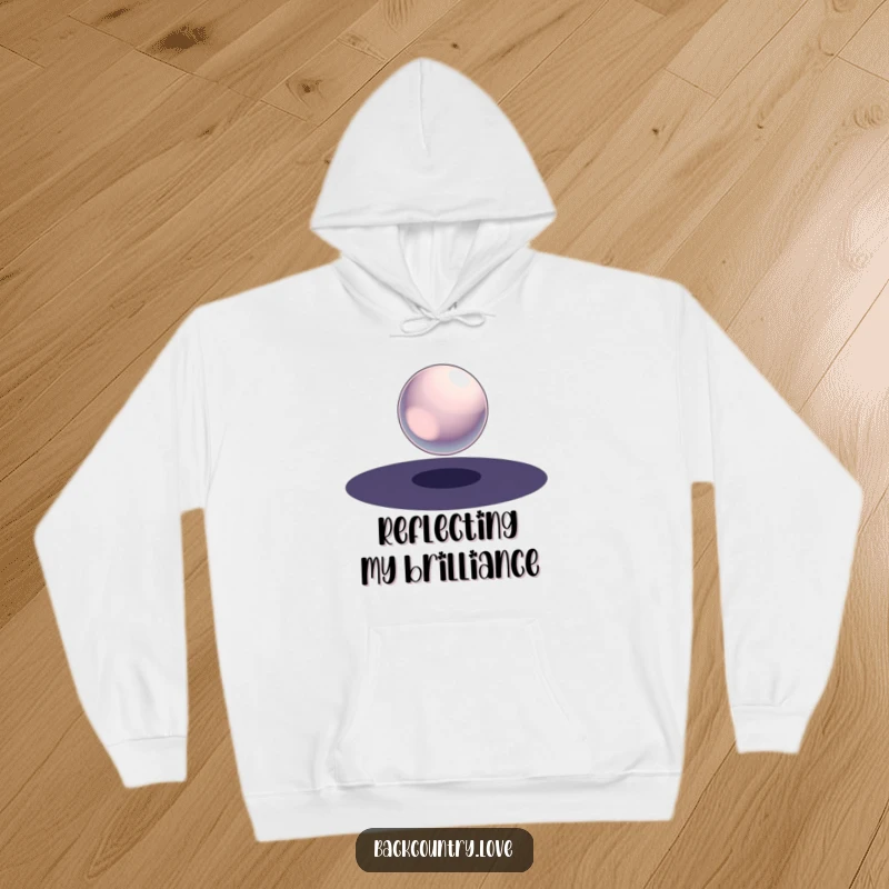 Funny Metallic Sphere Hoodie featuring a single, polished metallic sphere suspended in a stark, dark void, offering warmth and a touch of futuristic style.