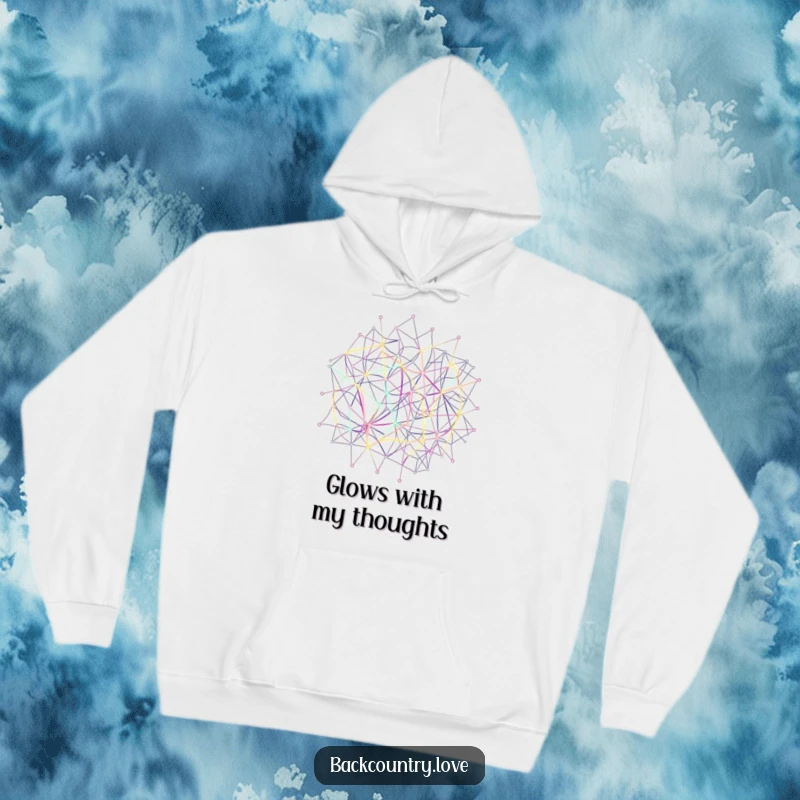 Funny Neon Network Lines Hoodie featuring abstract, interconnected lines forming a complex network in glowing neon hues, offering warmth and style.