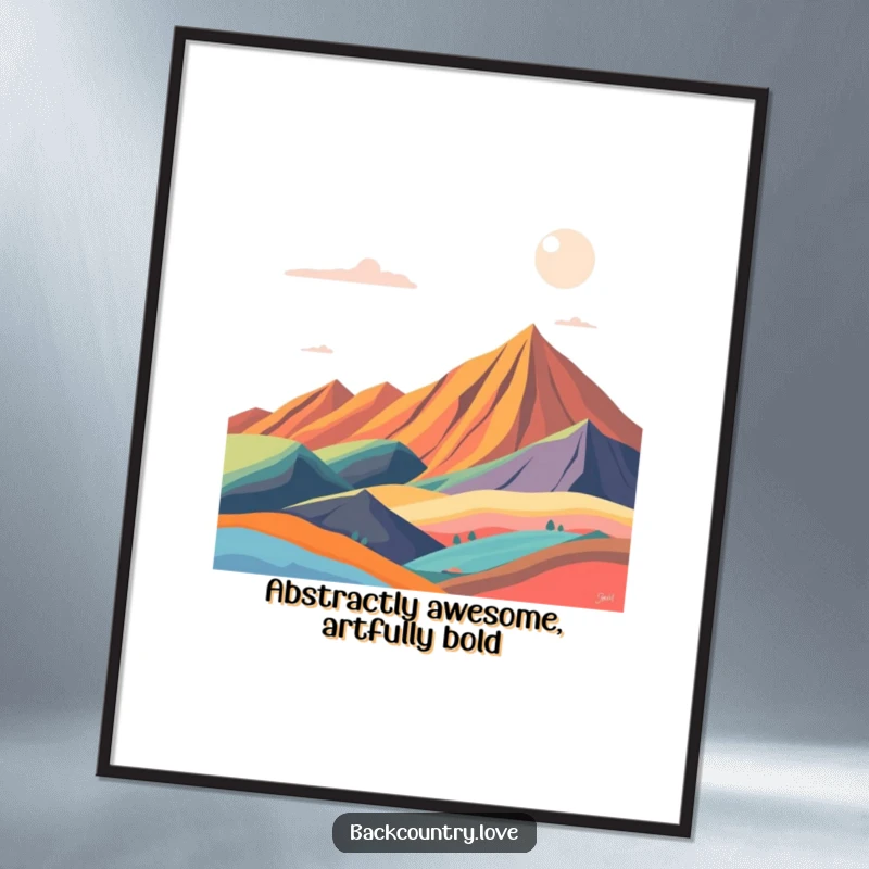 Funny Free Printable Wall Art depicting a dynamic abstract landscape with bold, contrasting color blocks, creating an energetic and modern artistic statement.