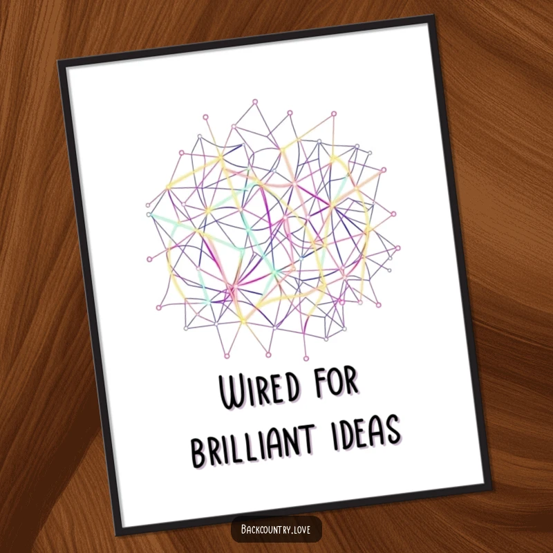Funny Free Printable Wall Art featuring abstract, interconnected neon lines forming a complex network in vibrant hues.