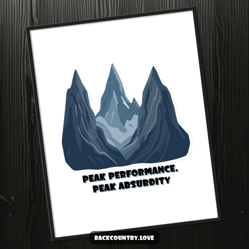 Funny Free Printable Wall Art showcasing a stark, minimalist landscape of jagged peaks in deep, contrasting colors.