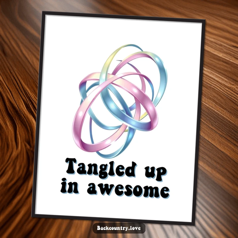 Funny Free Printable Wall Art showcasing intertwining metallic ribbons forming an abstract, dynamic, and captivating structure.