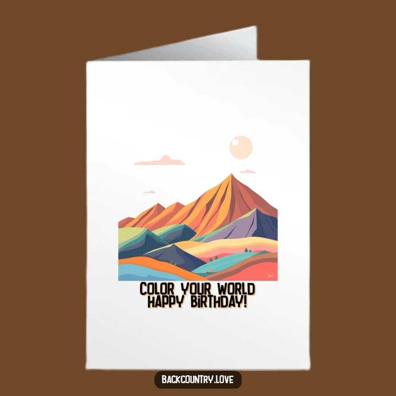 Free Printable Birthday Card: Bold Abstract Landscape, Vibrant Colors, Fun Downloadable Greeting