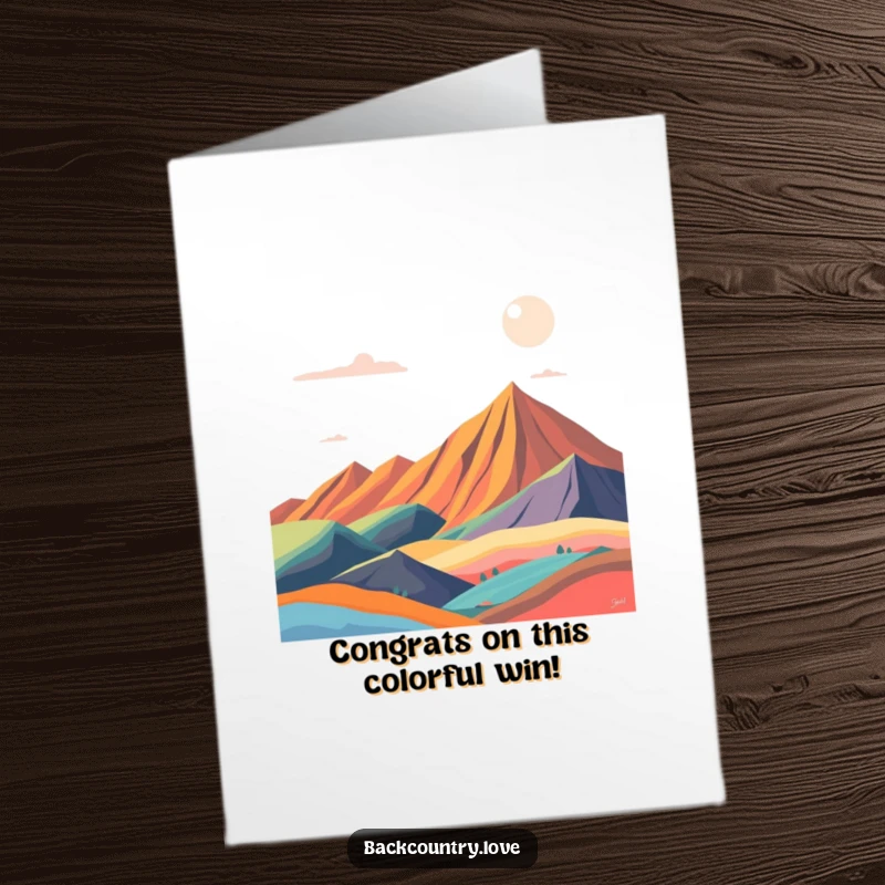 Funny Free Printable Congratulations Card with a bold, abstract landscape, dynamic color blocks, and an energetic, stylish feel for any achievement.