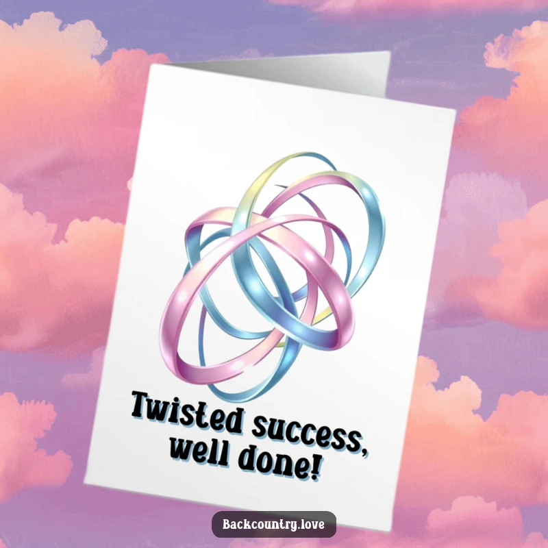Funny Free Printable Congratulations Card featuring dynamic, intertwining metallic ribbons, celebrating a remarkable and impressive achievement.