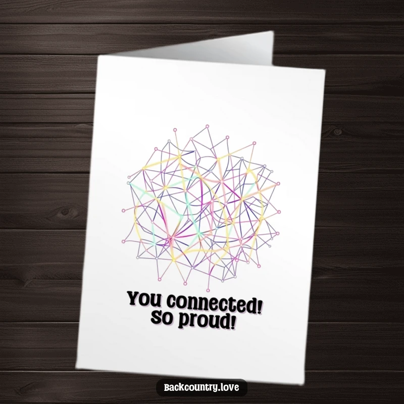 Funny Free Printable Congratulations Card with abstract, interconnected neon lines forming a complex, glowing network.