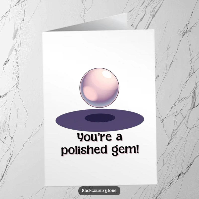 Funny Free Printable Congratulations Card with a polished metallic sphere suspended in a void, representing accomplishment.
