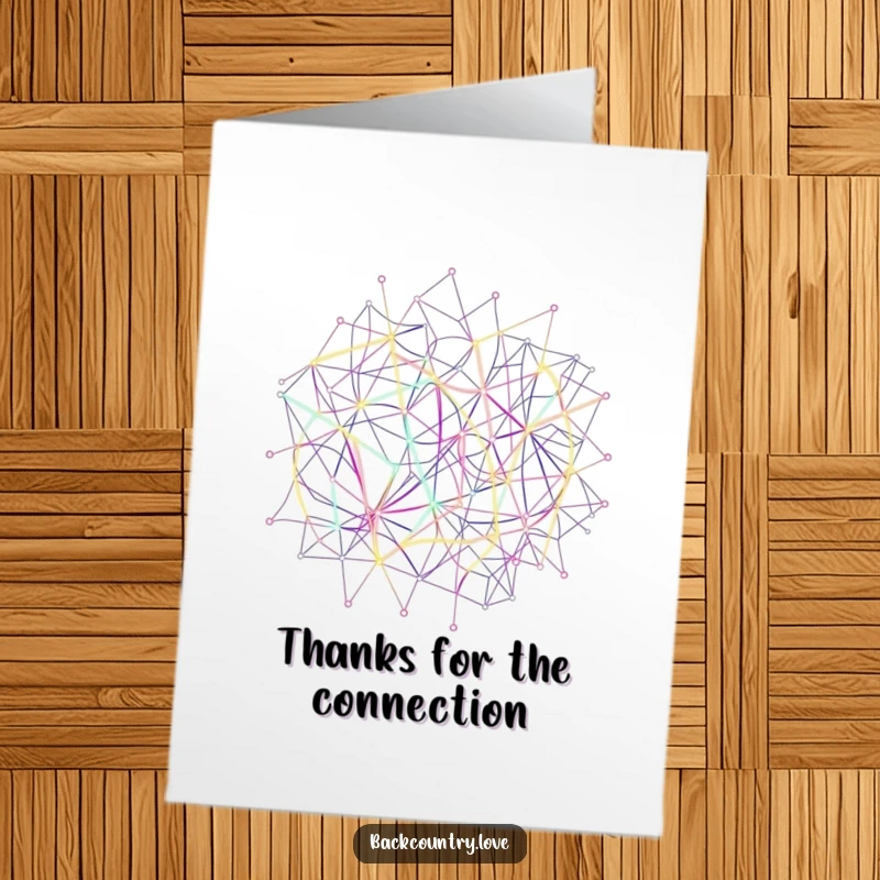Funny Free Printable Thank You Card with abstract, interconnected neon lines forming a complex, radiant network.