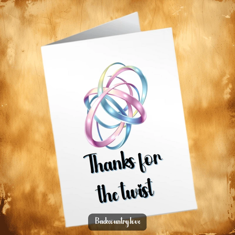 Funny Free Printable Thank You Card with elegant, intertwining metallic ribbons, conveying sincere appreciation with style.