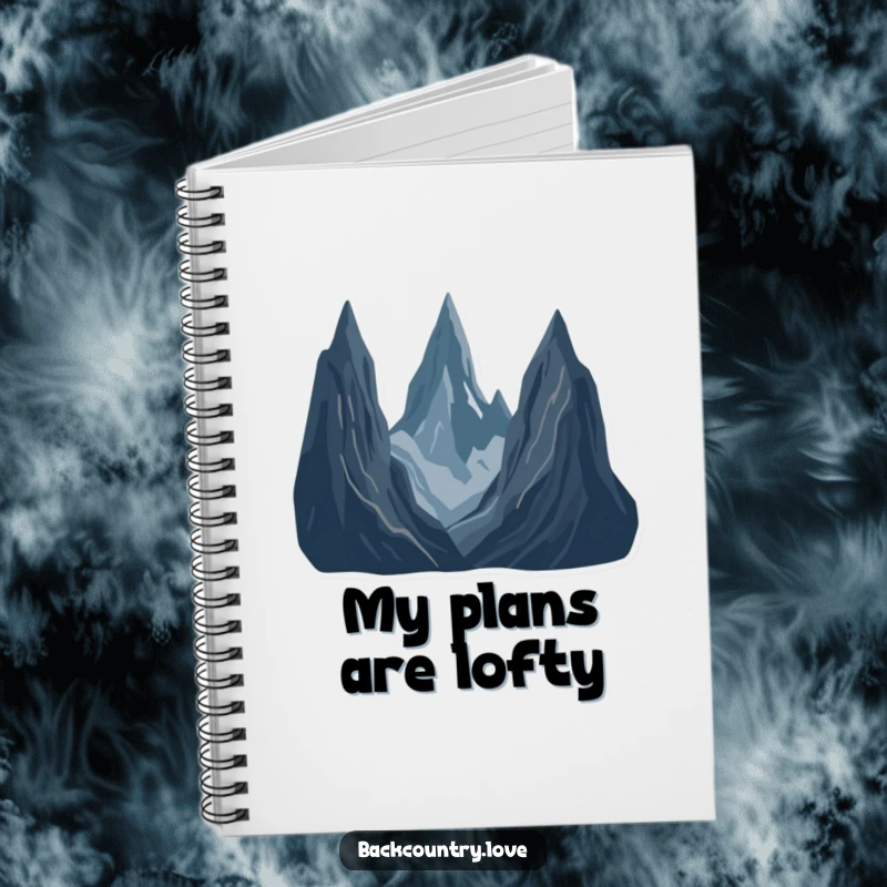 Funny Jagged Peaks Landscape Notebook featuring a minimalist scene of stark, jagged mountain peaks in deep, contrasting colors, ideal for writing and drawing.