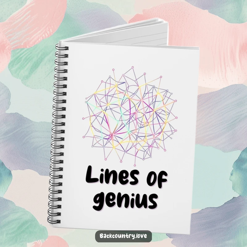 Funny Neon Network Lines Notebook with abstract, interconnected lines forming a complex network in vibrant neon hues, perfect for writing and planning.