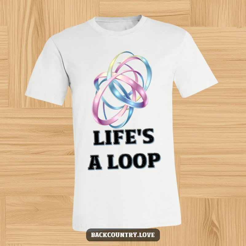 Funny T-Shirt: Intertwining metallic ribbons form an abstract, energetic shape, a humorous expression of dynamic movement and style.